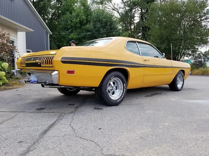Yellow classic muscle car