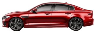 Red sedan shown from the side