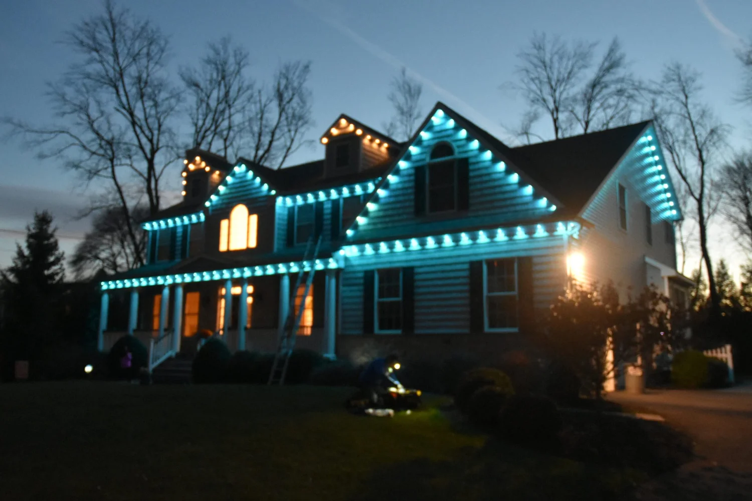 Home with permanent outdoor LED lighting