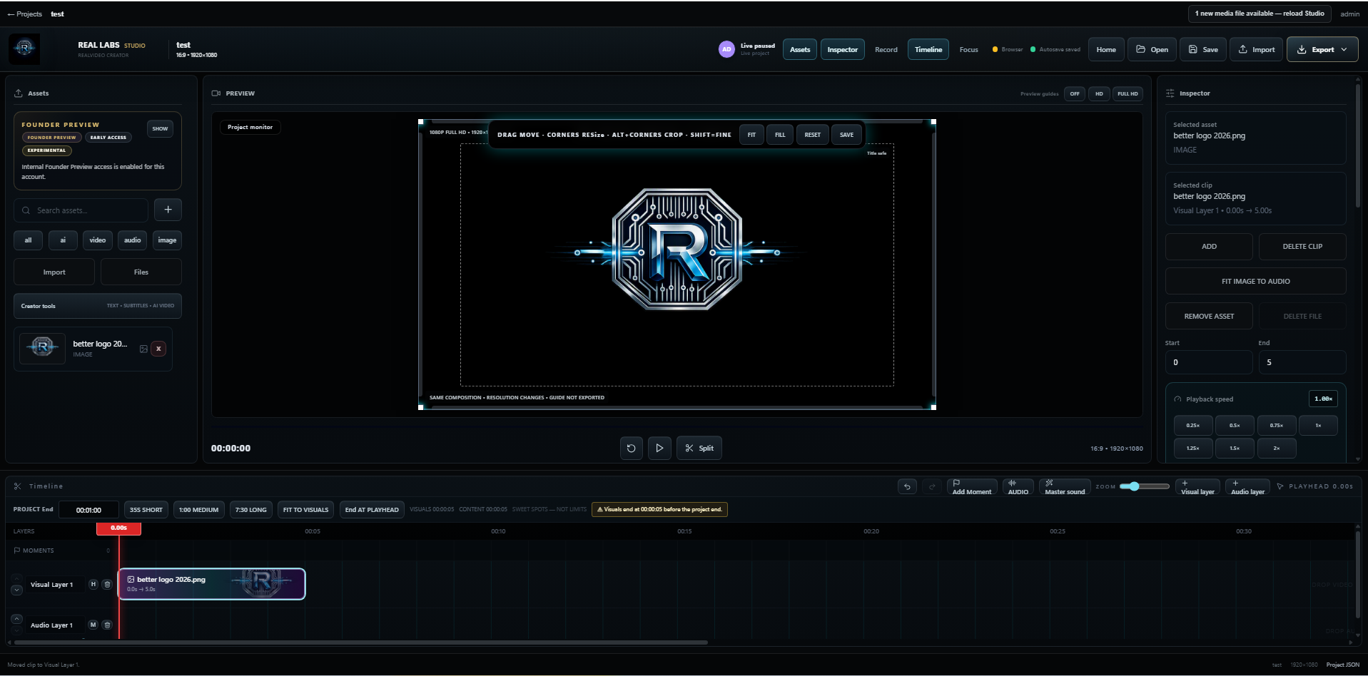 RVC Studio with preview, media controls and timeline