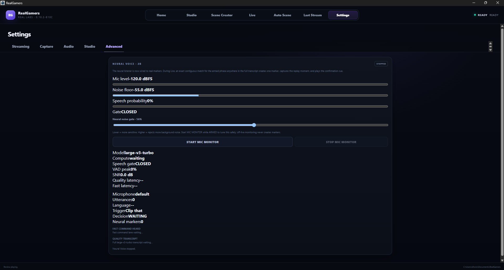 Real Gamers neural voice command diagnostics