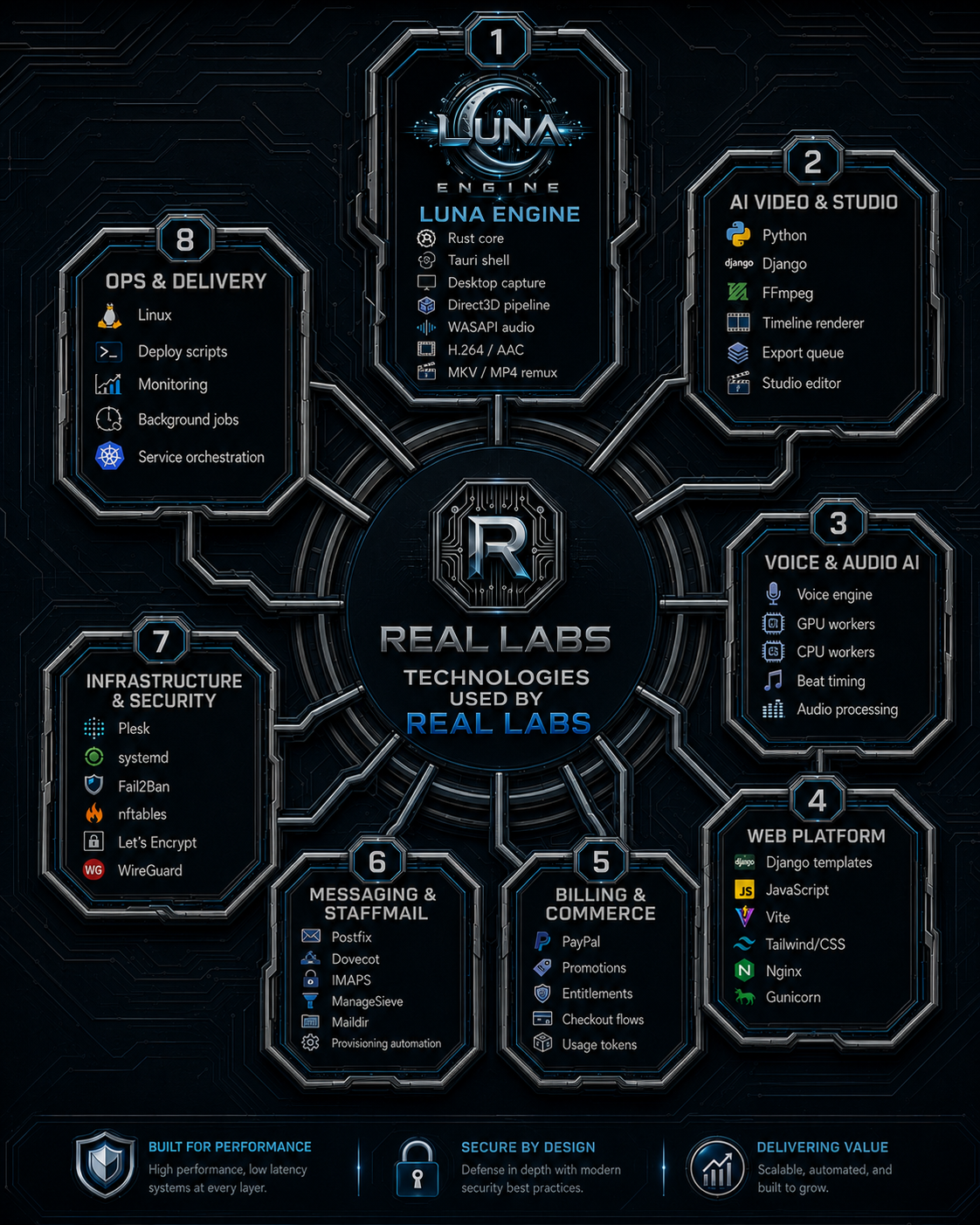Real Labs technology stack diagram